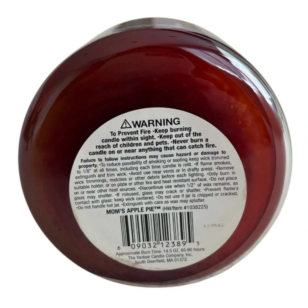 Yankee Candle Jar Mom’s Apple Pie Rare Vintage Black Band Orange 14.5 Oz